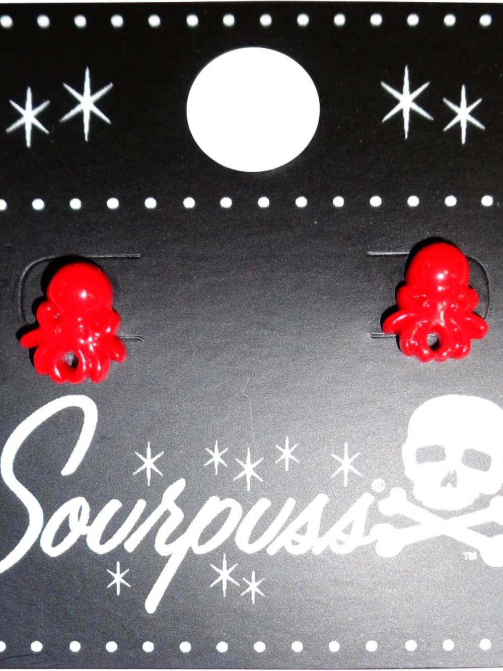 Sourpuss Red Octopus Stud Earrings